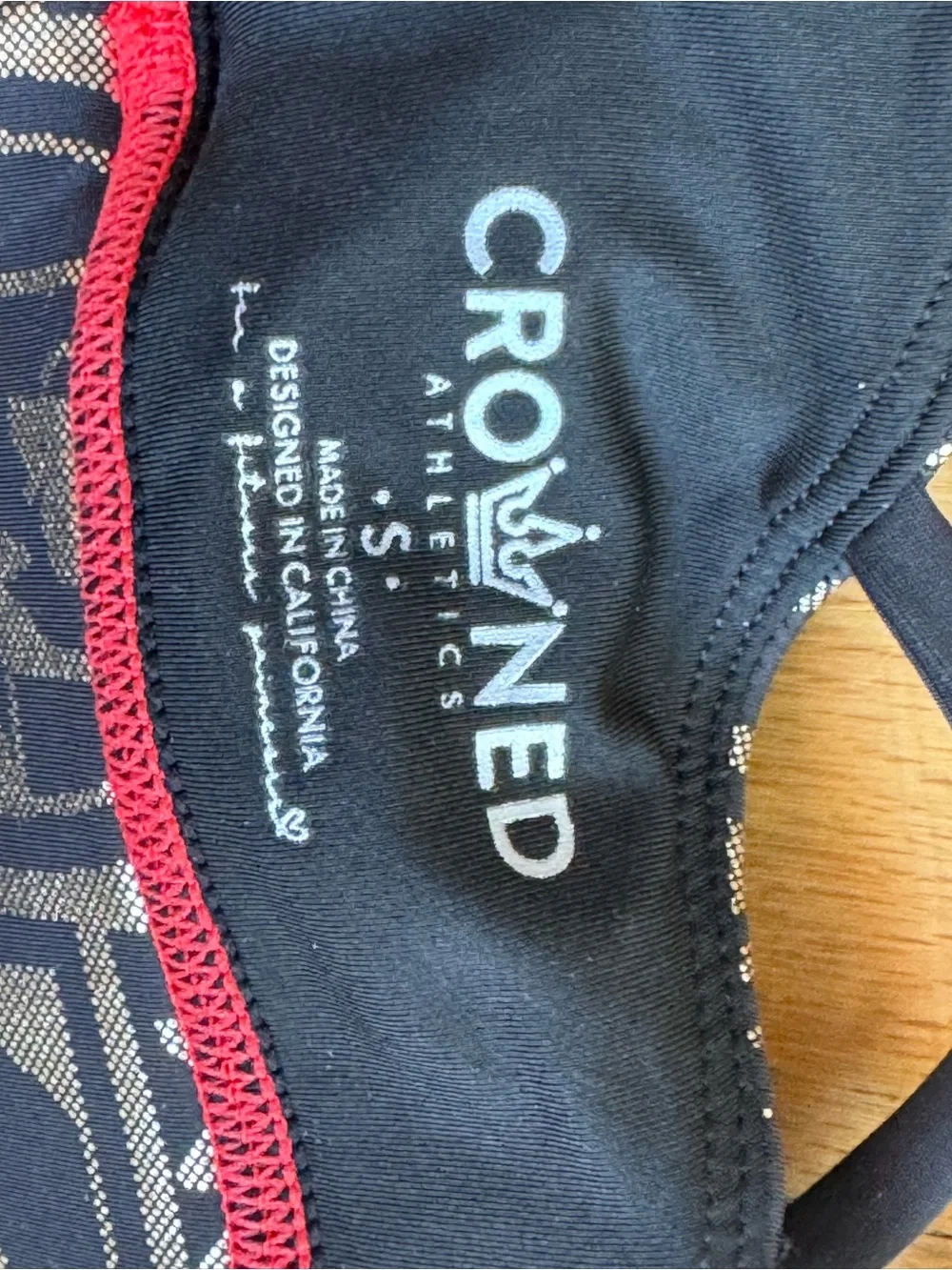 Crowned Athletics Black Gold Crown Sports Bra Size S NWOT